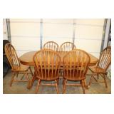 Oak Table, 6 Chairs, Leaf