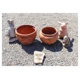 Lawn Decor-Rabbits, Flower Pots