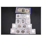 $2 Bill , Silver Quarter, 64 & newer Half Dollars