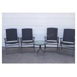 4 Folding Lawn Chairs & Side Table