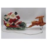 Vintage Blow Mold Santa & 2 Reindeer