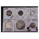 Morgan Dollar, Std Liberty Dime & Half Dime & Cent