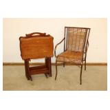 Bamboo Style Chair & Wood TV Trays