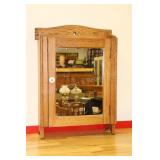 Antique Oak Wall Cabinet w/Mirror Front