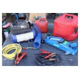 Air Compressor, Jack, Fuel Cans, Jumper Cables