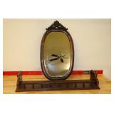 Antique Wood Frame Mirror & Wall Shelf