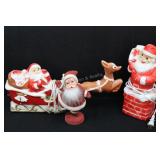 3 Plastic Blow Mold Santas