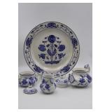 Flow Blue Tea Set, Platter, Bowl