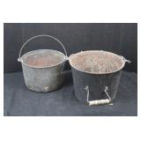 2 Cast Iron Pails with Handles