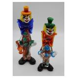 2 Vintage Murano Art Glass Clowns
