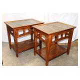 Pair Tile Top End Tables
