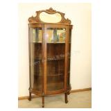 Antique Bow Front Curio Cabinet w/3 Shelves