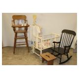 Doll Bed, Rocker, Highchair, Child Clothes Rack