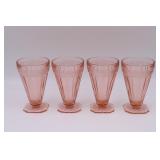 4 Pink Glass Adam Footed Goblets
