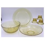 Amber Madrid Bowls, Candle Holders, Cake Plate