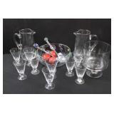 Glass Pitchers, Glasses, Bowls
