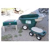 6 cu ft Cart, Garden Bench, Rolling Garden Stool
