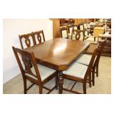 Antique Table, 6 Chairs, 2 Leaves