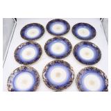 10 Haviland Flow Blue & Gold Plates