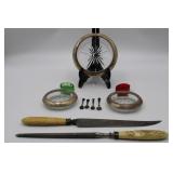 Vintage Coasters, Salt Dips, Carving Set