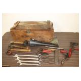 Wood Crate, Wrenches, Pliers, Funnels, Hammers