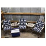 3 Aluminum Frame  Chairs, Folding Tables, Cooler