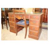 9-Drawer Knee Hole Desk & Chair