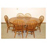 Oak Table, 6 chairs, 3 leaves