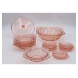 Adam Pink Glass Casserole bowls, coasters