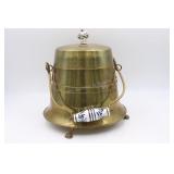 Lidded Bell Shape  Brass Pail w/Porcelain  Knobs