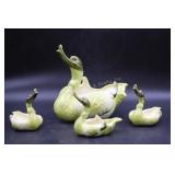 Hull Pottery Green Duck Planter Set