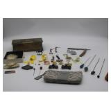 Hat Pins, Coach Wristlet, Buckle, Straight Razor