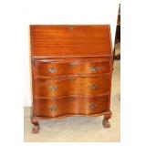 Mahogany Drop-Front Ladies Desk w/Claw & Ball Feet