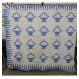 Hand Quilted Blue & White Basket Quilt