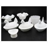 Milk Glass Hens & Bowls