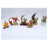Bird, Squirrel, and Flower Figurines