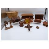 Wooden Boxes & Carved Figures