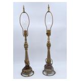 Pair Nice Heavy Brass Vintage Lamps
