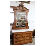 Antique Marble Top Dresser with Mirror