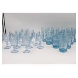 Fostoria Moonstone Blue Glass Ware Set