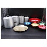 Aluminum Canister Set, Bowl Set & Tray