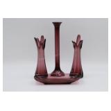 Amethyst Glass Vases & Dish