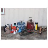 Jacks, Fuel Cans, Jumper Cables, Funnels, Oil