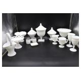 Milk Glass Diamond Point Collection