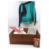 Vintage Laundry Collection- Wood Box, Aprons,