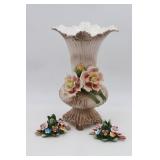 Capodimonte Vase & Candle Holders