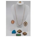 Cameo & Assorted Brooch Pins