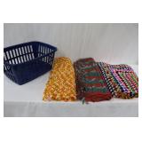 3 Afghans and Laundry Basket