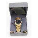 Gruen Gold-tone Nugget Watch w/Diamond