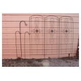 3 Metal Garden Panels, 3 Shepard Hooks